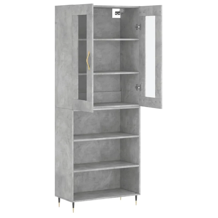 Buffet haut Gris béton 69,5x34x180 cm Bois d'ingénierie - 3