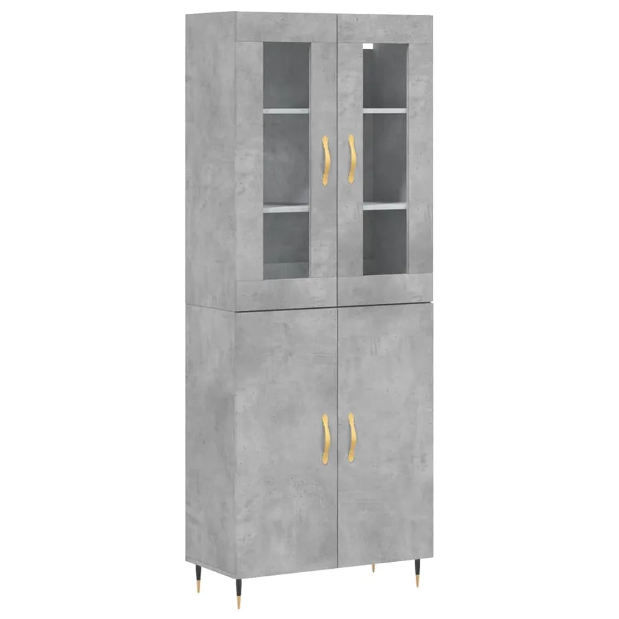 Buffet haut Gris béton 69,5x34x180 cm Bois d'ingénierie - 2