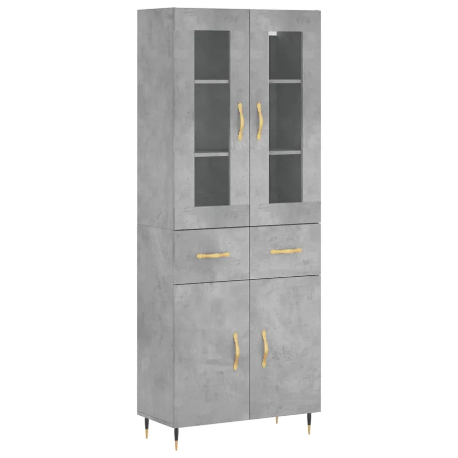 Buffet haut Gris béton 69,5x34x180 cm Bois d'ingénierie - 2