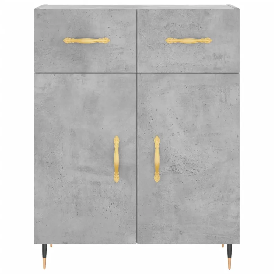 Buffet haut Gris béton 69,5x34x180 cm Bois d'ingénierie - 8