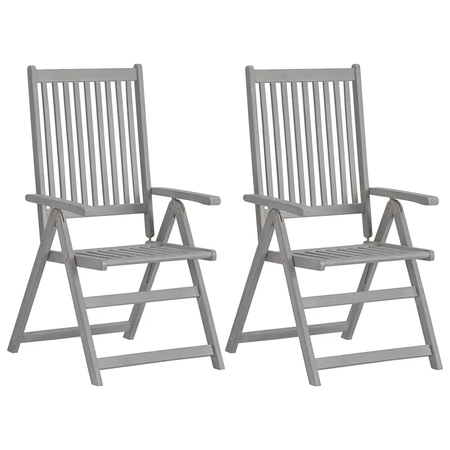 Chaises inclinables de jardin lot de 2 et coussins Bois acacia - 2