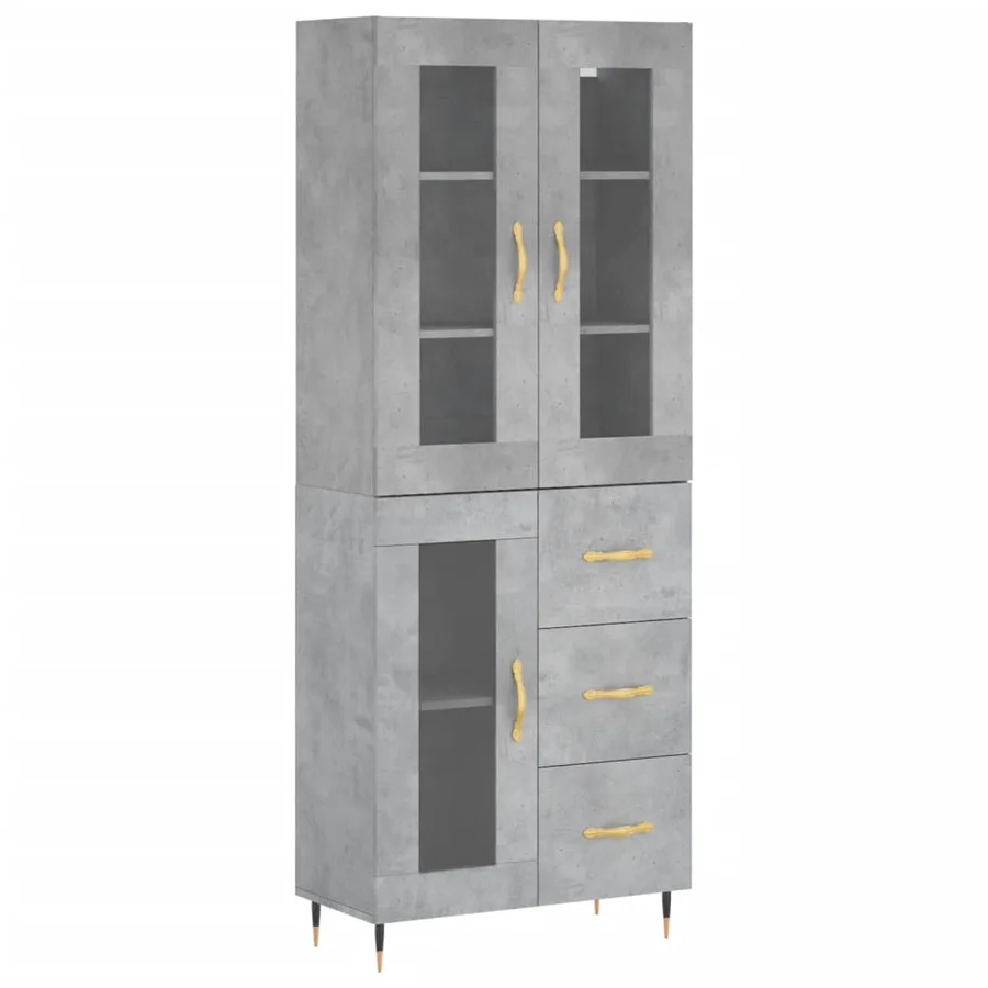 Buffet haut Gris béton 69,5x34x180 cm Bois d'ingénierie - 2