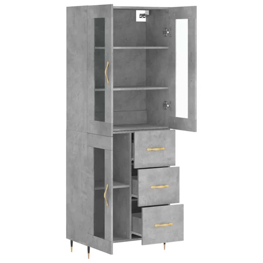 Buffet haut Gris béton 69,5x34x180 cm Bois d'ingénierie - 4