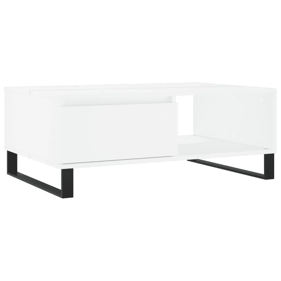 Table basse blanc 90x60x35 cm bois d'ingénierie - 2