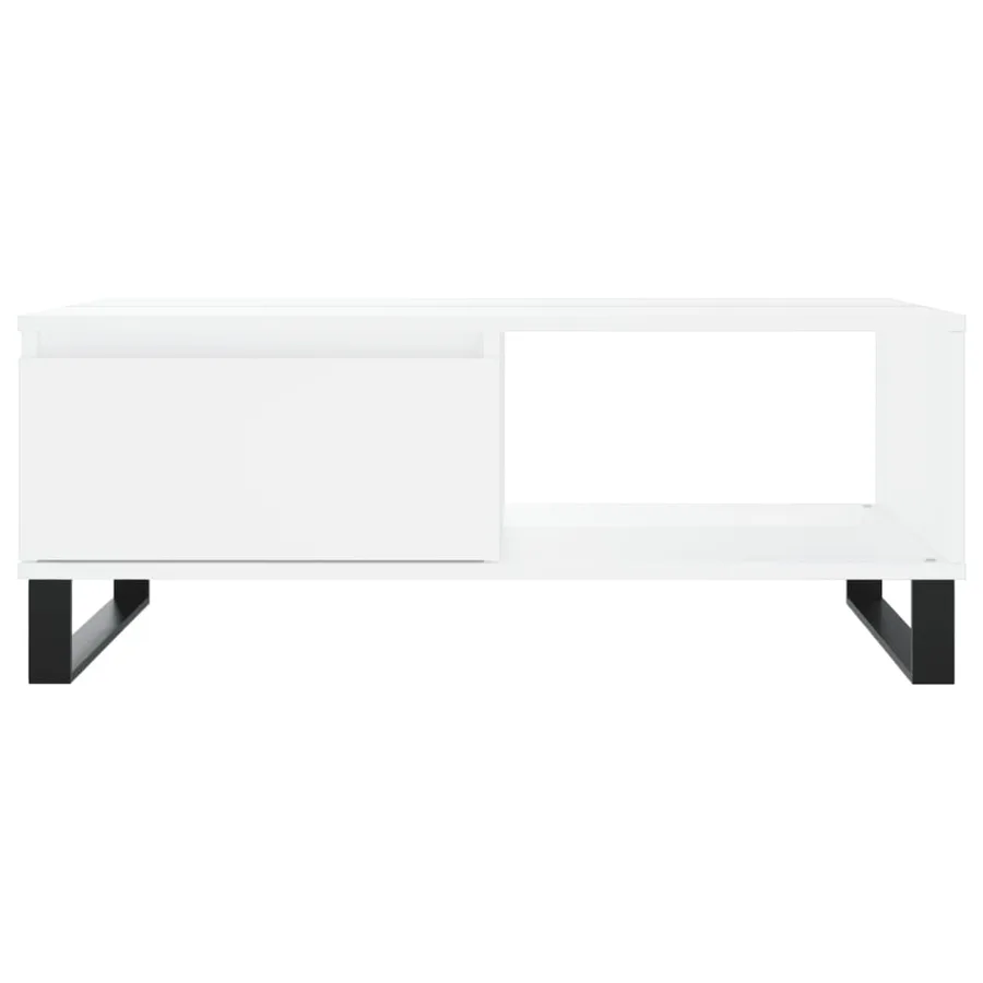 Table basse blanc 90x60x35 cm bois d'ingénierie - 5