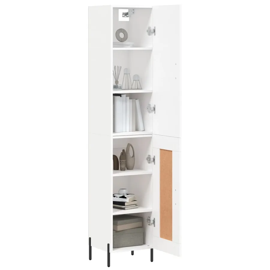 Buffet haut Blanc 34,5x34x180 cm Bois d'ingénierie - 3