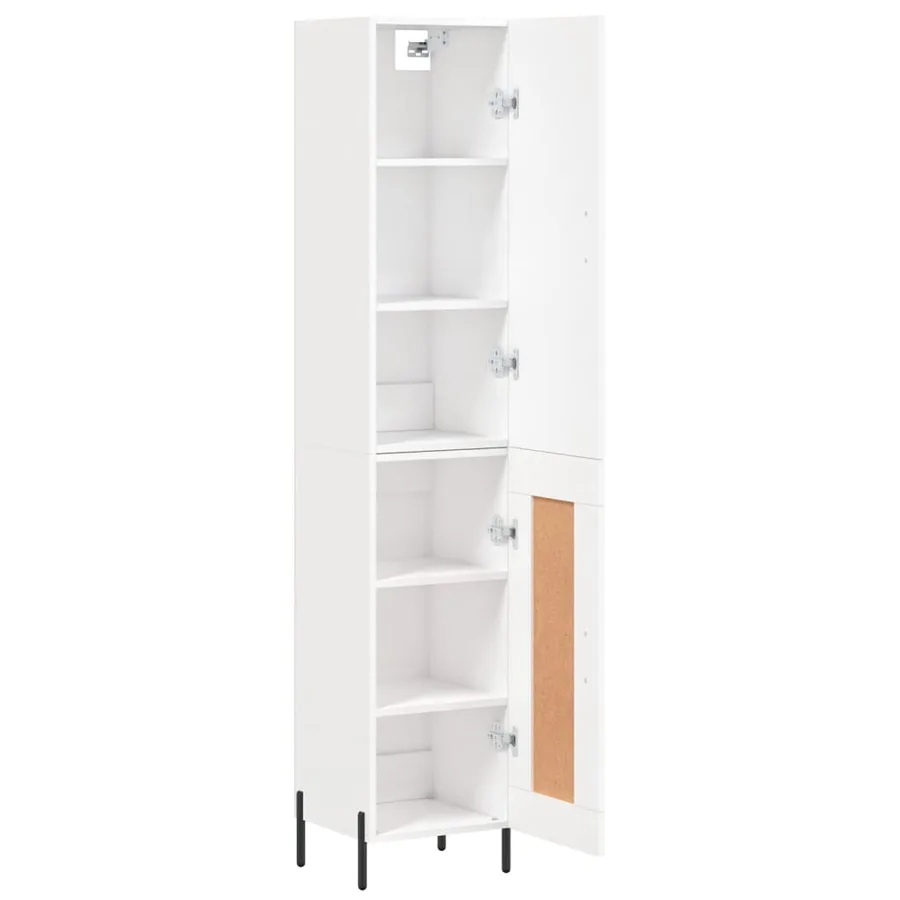 Buffet haut Blanc 34,5x34x180 cm Bois d'ingénierie - 4