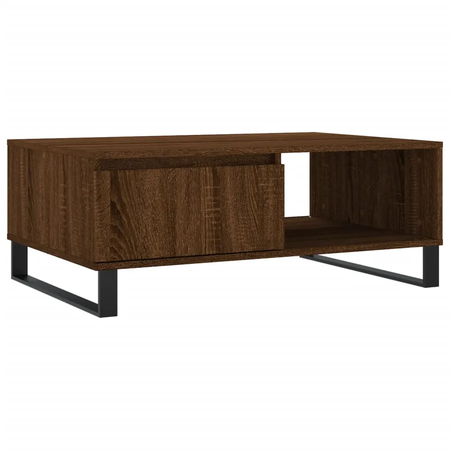 Table basse chêne marron 90x60x35 cm bois d'ingénierie - 2