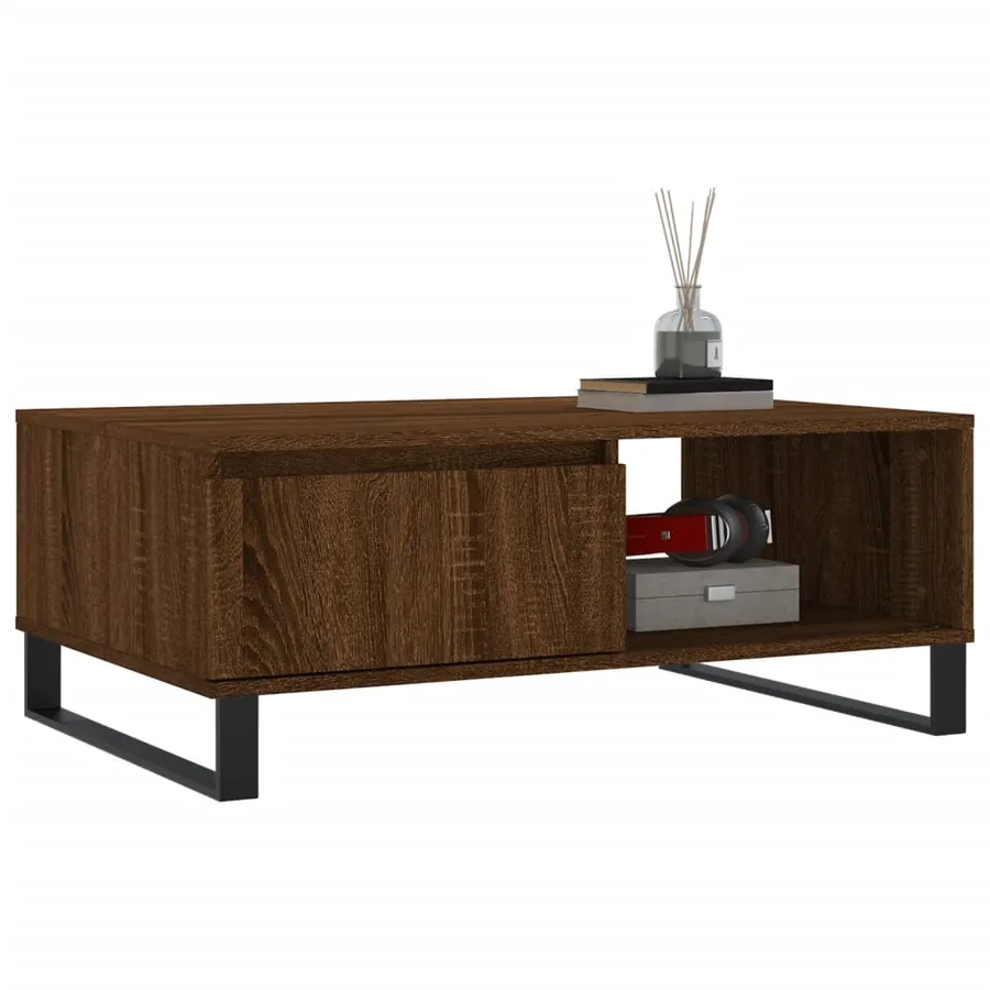 Table basse chêne marron 90x60x35 cm bois d'ingénierie - 3