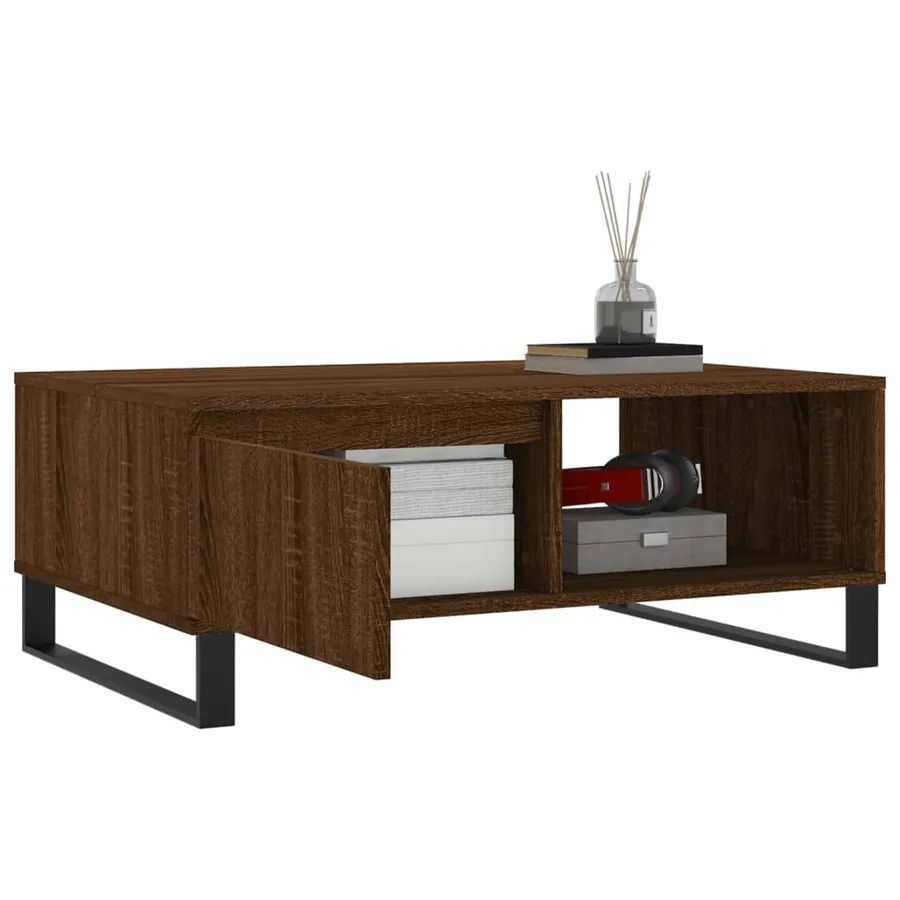 Table basse chêne marron 90x60x35 cm bois d'ingénierie - 4