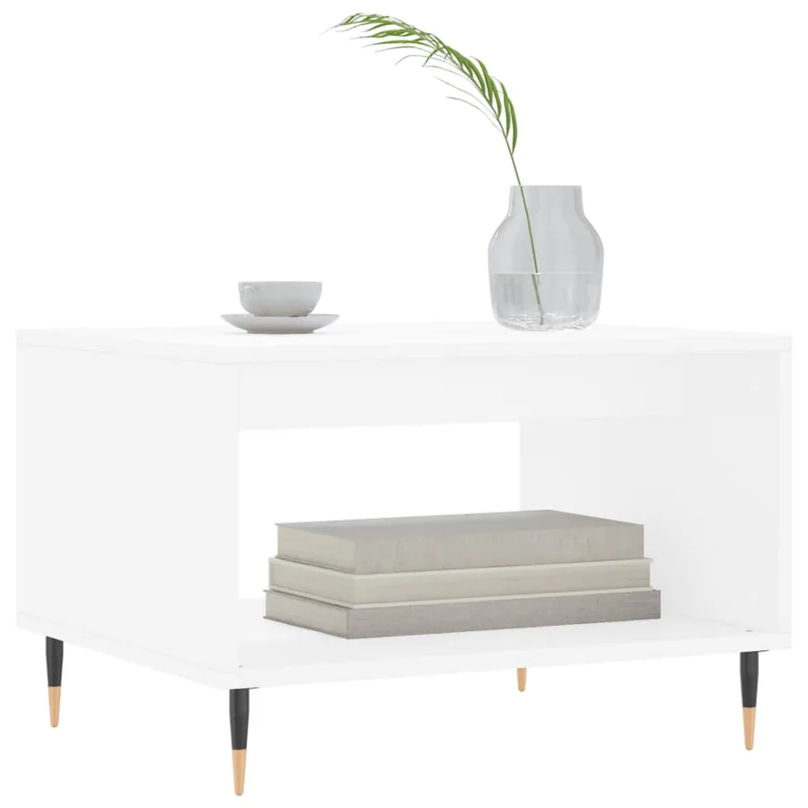 Table basse blanc 60x50x40 cm bois d'ingénierie - 3