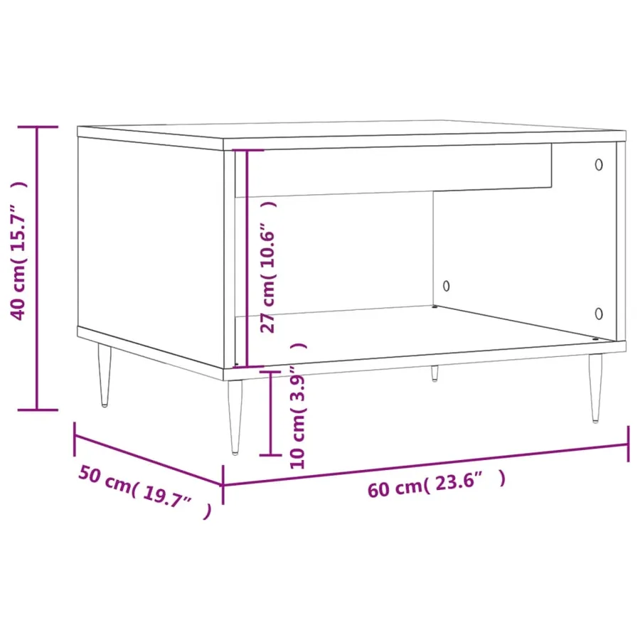 Table basse blanc 60x50x40 cm bois d'ingénierie - 9
