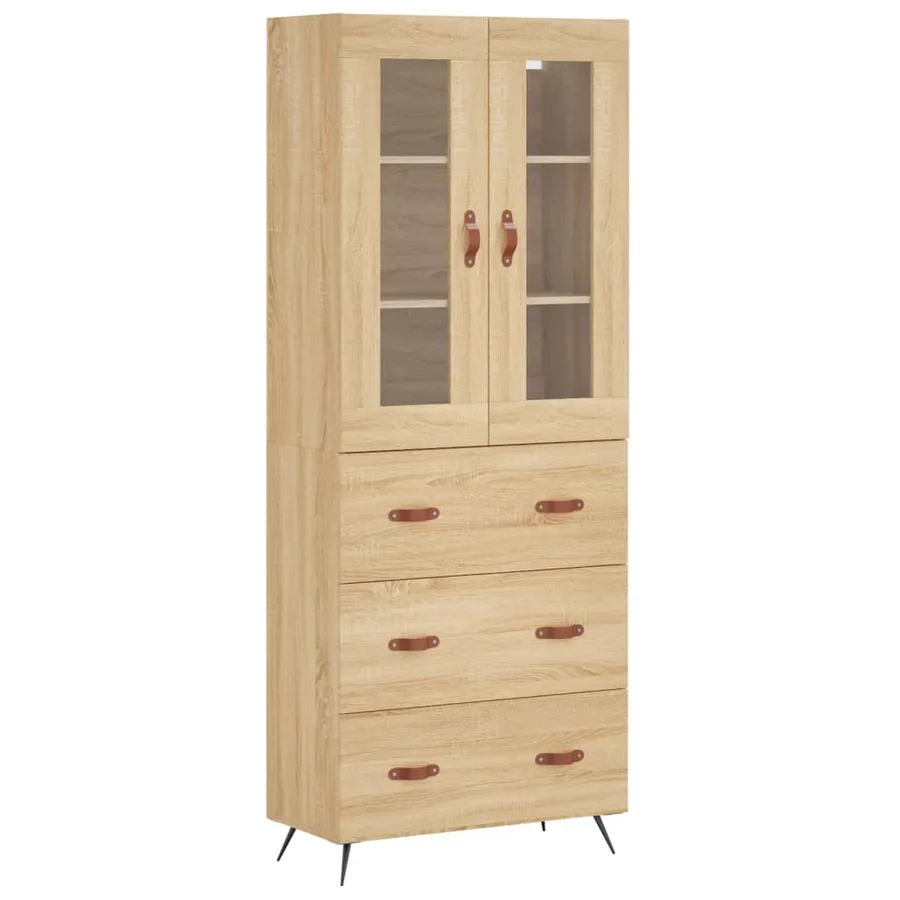Buffet haut Chêne sonoma 69,5x34x180 cm Bois d'ingénierie - 2