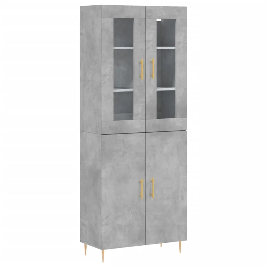 Buffet haut Gris béton 69,5x34x180 cm Bois d'ingénierie - 2