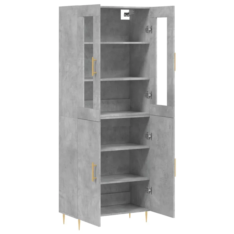 Buffet haut Gris béton 69,5x34x180 cm Bois d'ingénierie - 4