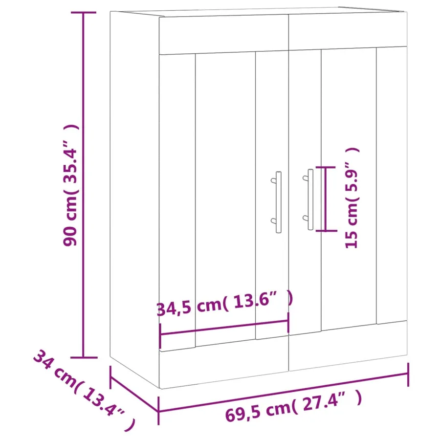Armoire murale sonoma gris 69,5x34x90 cm - 13