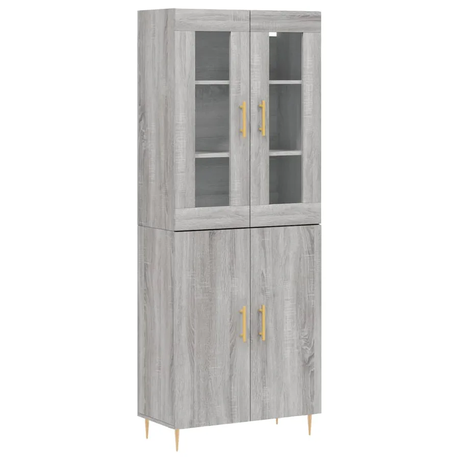 Buffet haut Sonoma gris 69,5x34x180 cm Bois d'ingénierie - 2