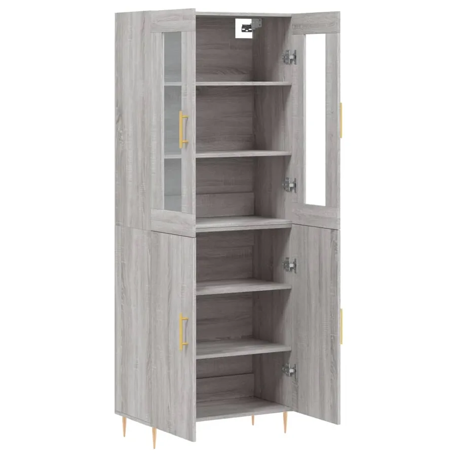 Buffet haut Sonoma gris 69,5x34x180 cm Bois d'ingénierie - 4