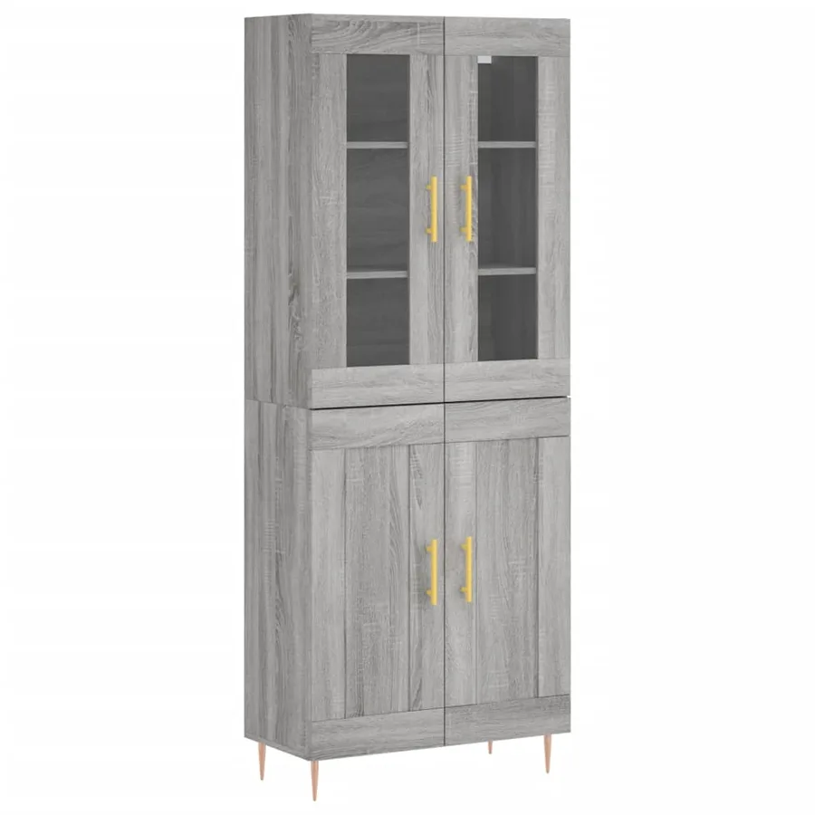 Buffet haut Sonoma gris 69,5x34x180 cm Bois d'ingénierie - 2