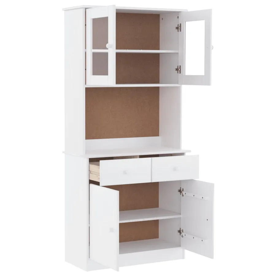Buffet ALTA blanc 77x35x165 cm bois massif de pin - 4