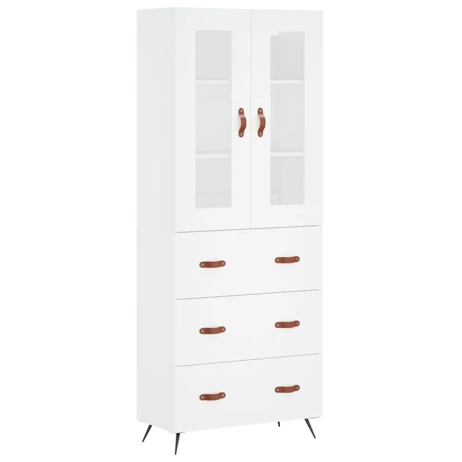 Buffet haut Blanc 69,5x34x180 cm Bois d'ingénierie - 2