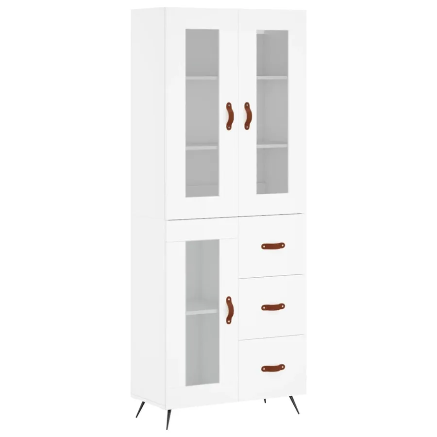 Buffet haut Blanc 69,5x34x180 cm Bois d'ingénierie - 2