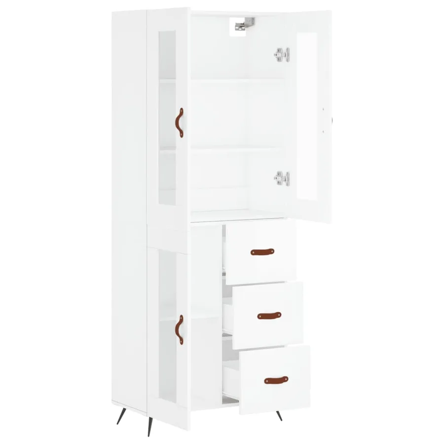 Buffet haut Blanc 69,5x34x180 cm Bois d'ingénierie - 4