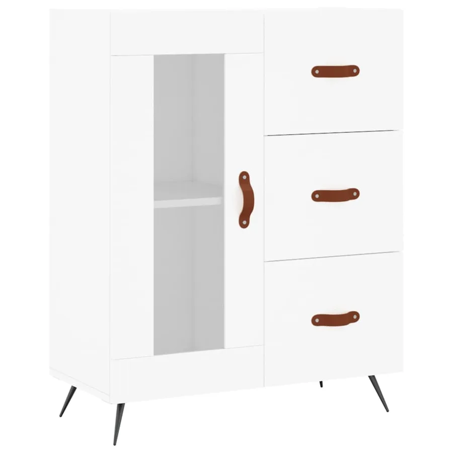 Buffet haut Blanc 69,5x34x180 cm Bois d'ingénierie - 7