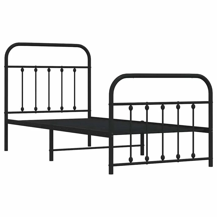 Cadre de lit métal sans matelas avec pied de lit noir 90x190 cm - 3