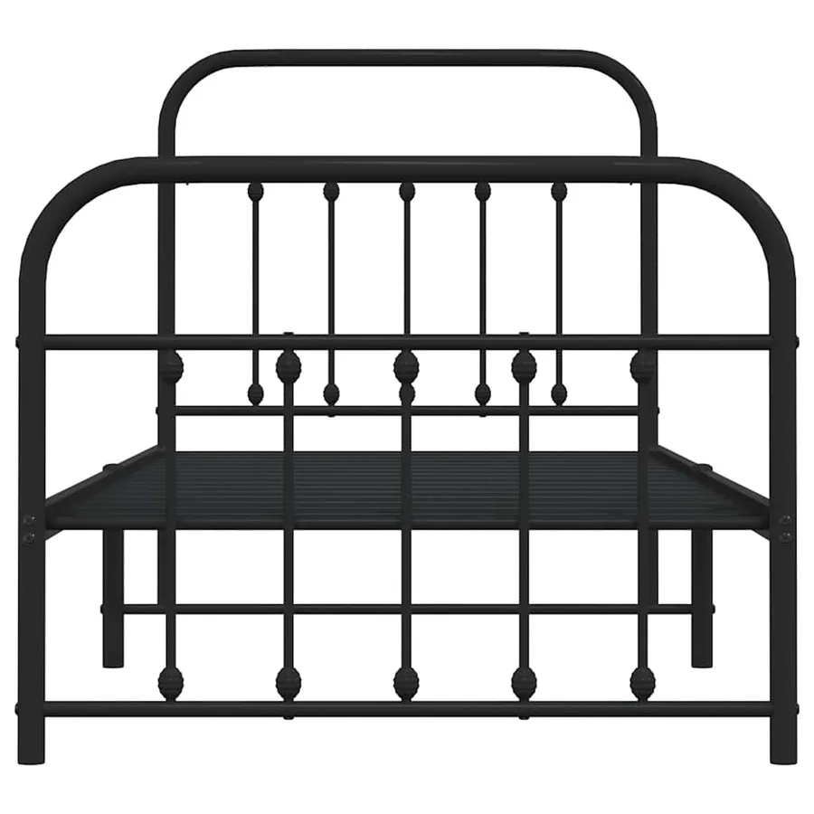 Cadre de lit métal sans matelas avec pied de lit noir 90x190 cm - 6