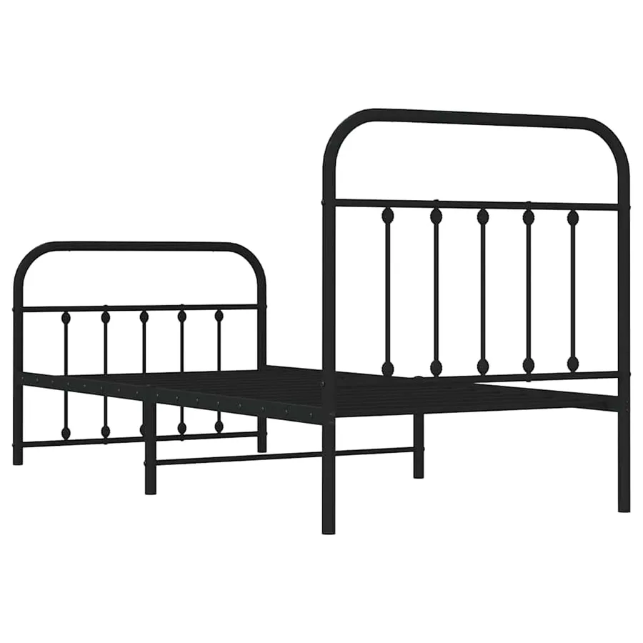 Cadre de lit métal sans matelas avec pied de lit noir 90x190 cm - 8