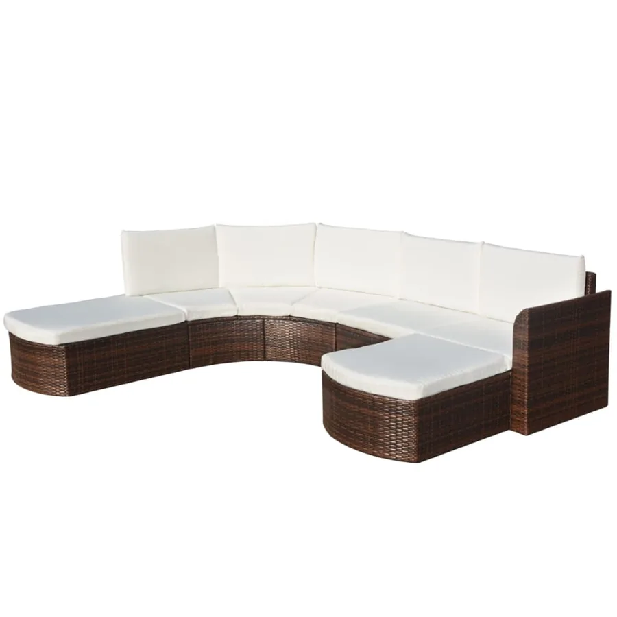 Salon de jardin 4 pcs avec coussins Résine tressée Marron