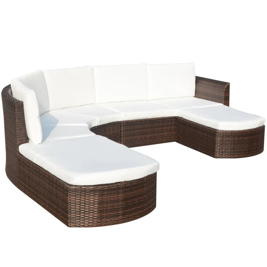 Salon de jardin 4 pcs avec coussins Résine tressée Marron - 3