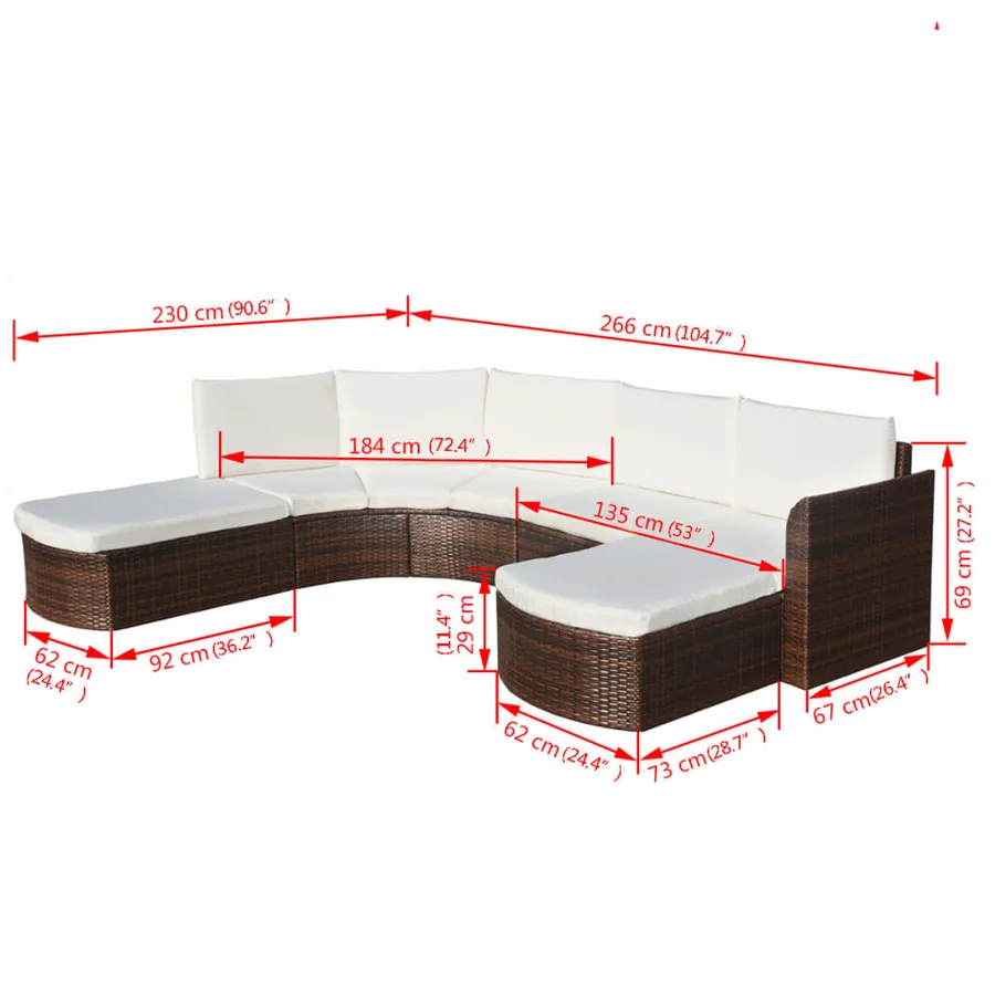 Salon de jardin 4 pcs avec coussins Résine tressée Marron - 6