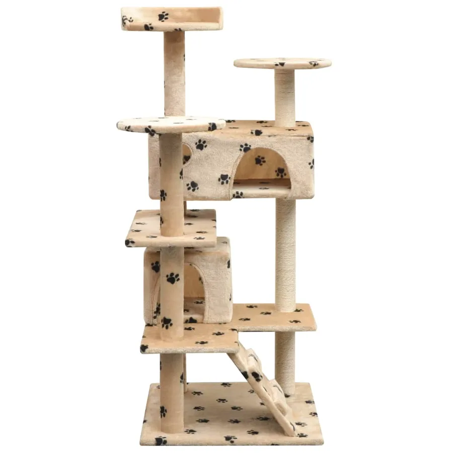 Arbre à chat et griffoir Sisal 125cm Empreintes de pattes Beige - 2