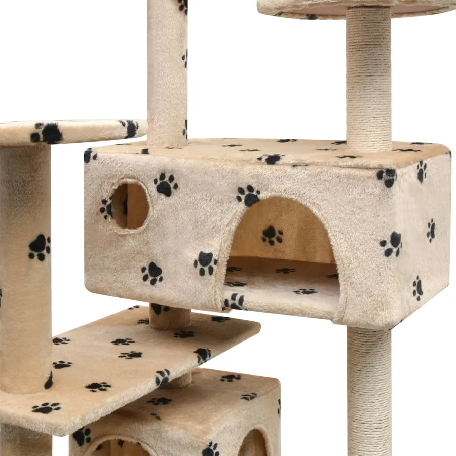 Arbre à chat et griffoir Sisal 125cm Empreintes de pattes Beige - 4