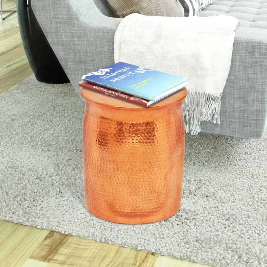 Table basse/tabouret martelé en aluminium Couleur laiton/cuivre - 2