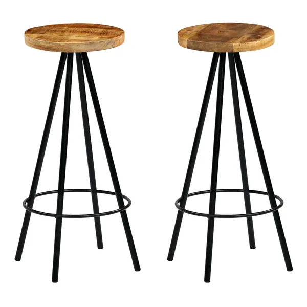 Chaises de bar lot de 2 bois de manguier solide
