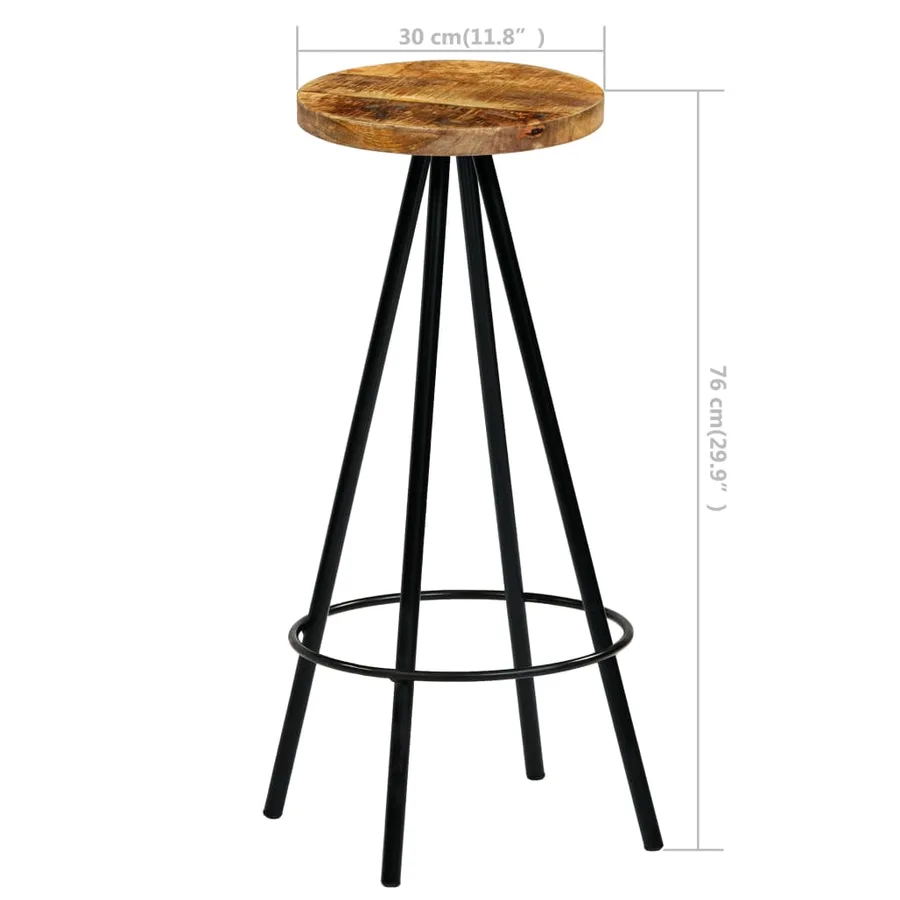 Chaises de bar lot de 2 bois de manguier solide - 12
