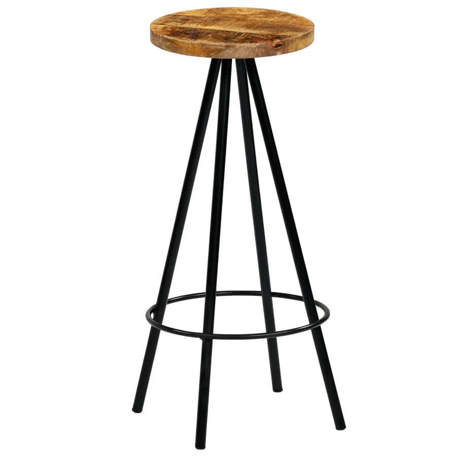 Chaises de bar lot de 2 bois de manguier solide - 2