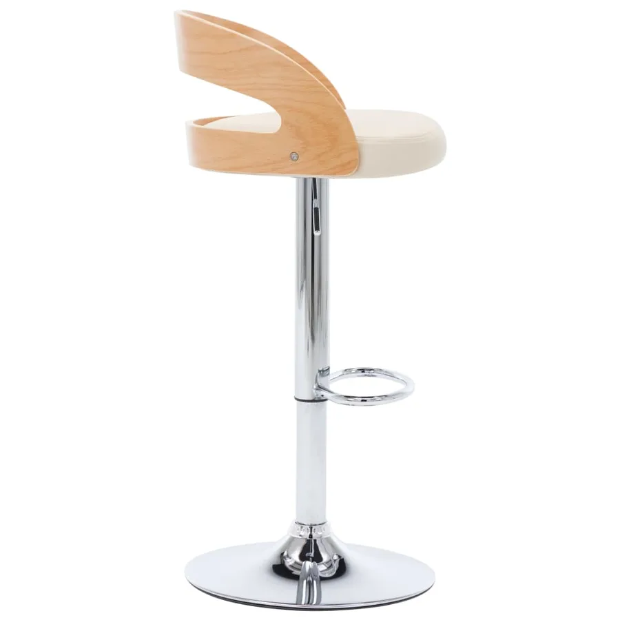 Tabourets de bar lot de 2 crème similicuir et bois courbé - 5