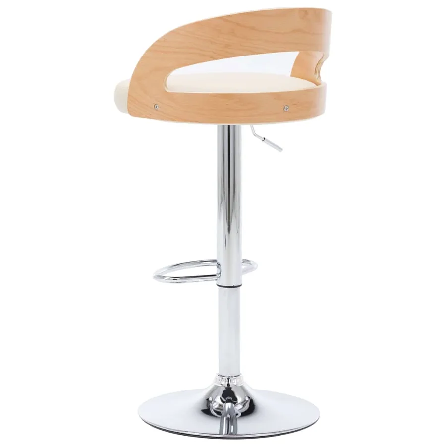 Tabourets de bar lot de 2 crème similicuir et bois courbé - 7