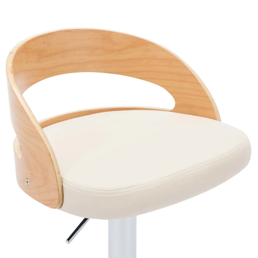 Tabourets de bar lot de 2 crème similicuir et bois courbé - 8