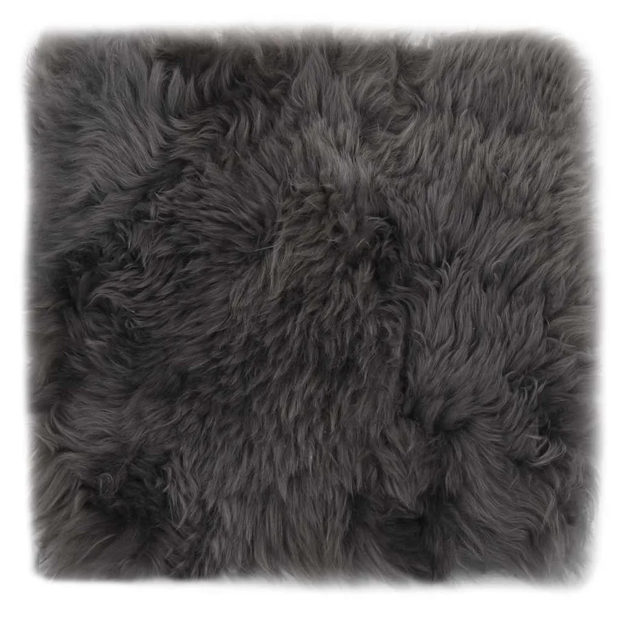 Coussins de chaise lot de 2 Gris clair 40x40cm Mouton véritable - 2