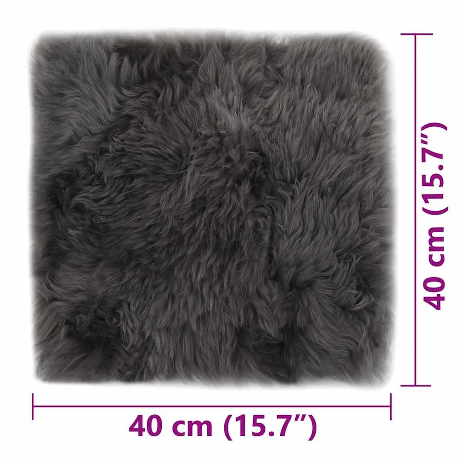 Coussins de chaise lot de 2 Gris clair 40x40cm Mouton véritable - 6