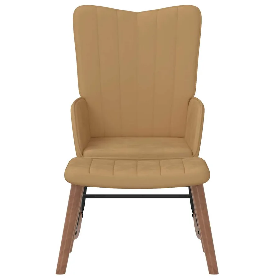 Chaise à bascule avec repose-pied Marron Velours - 3