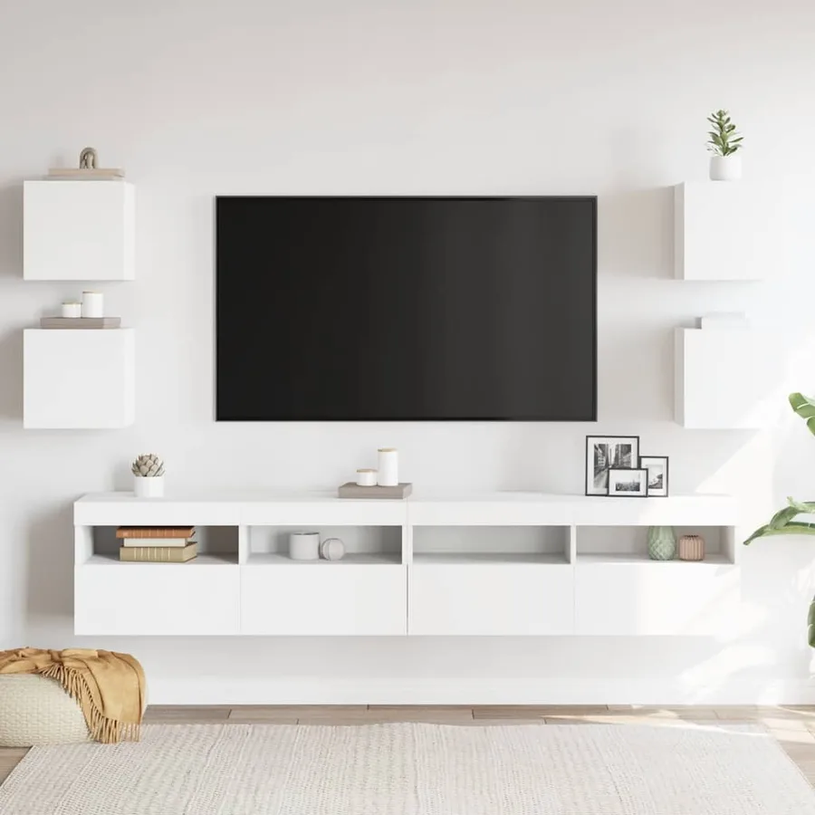 Meubles TV muraux 4 pcs Blanc 30,5x30x30 cm - 3