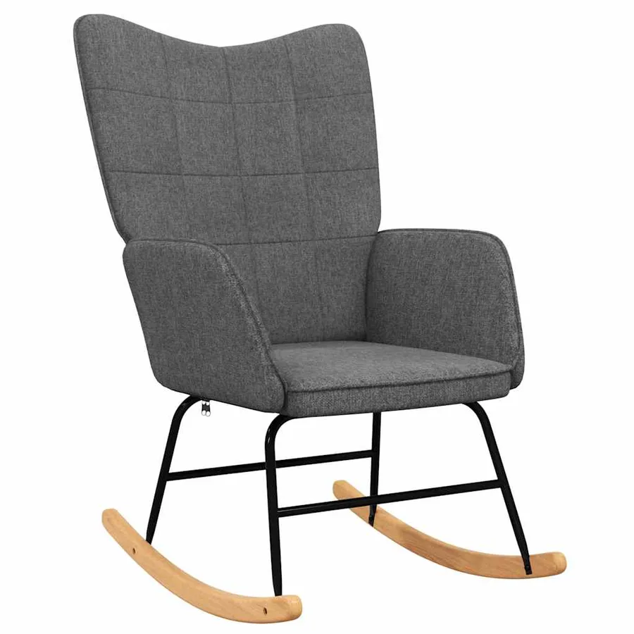 Chaise à bascule avec tabouret Gris foncé Tissu - 4