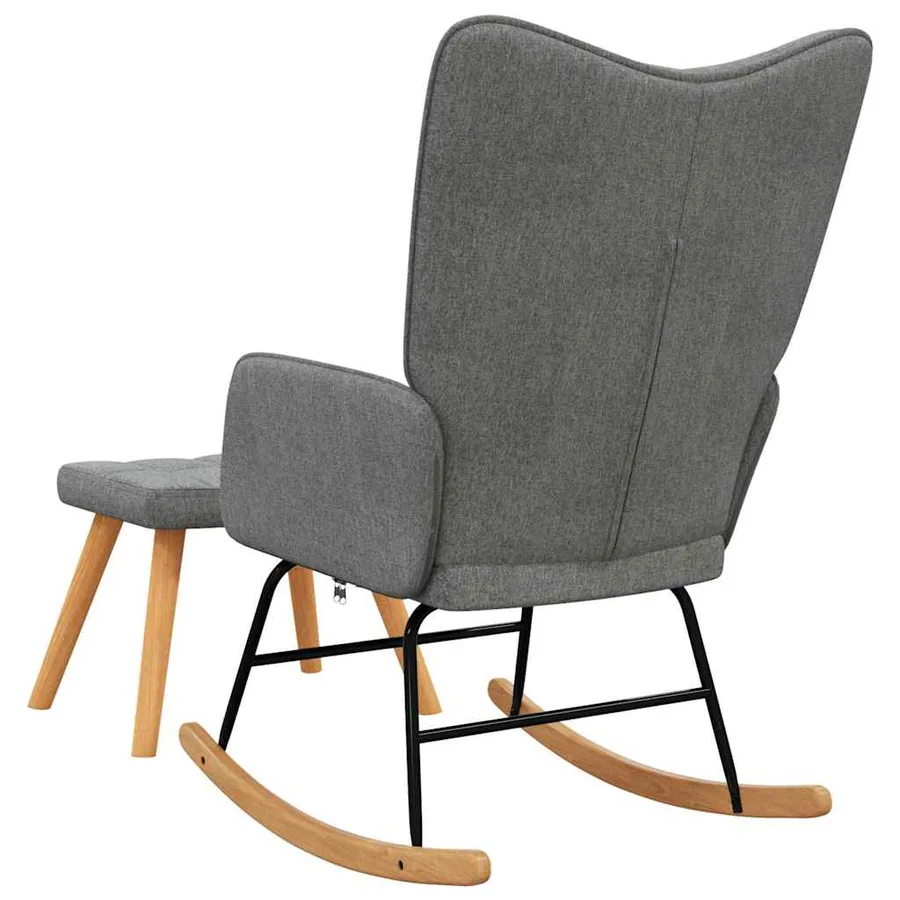 Chaise à bascule avec tabouret Gris foncé Tissu - 6