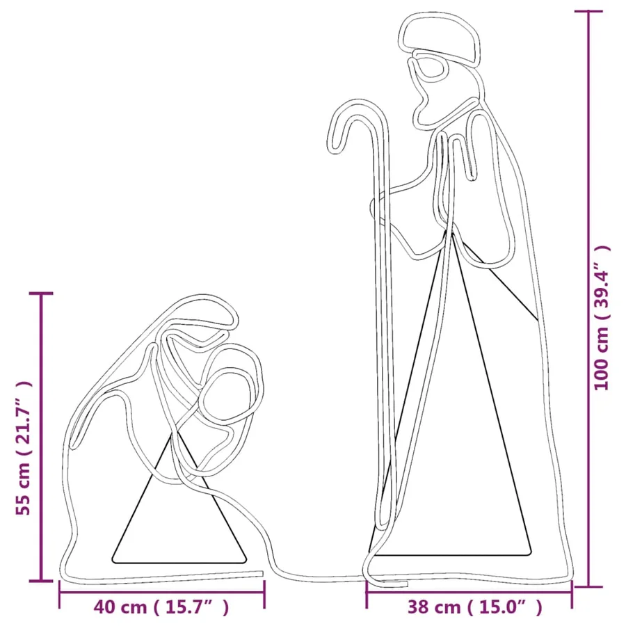 Figurine de Noël Marie et Joseph avec 264 LED 40x55 et 38x100cm - 6